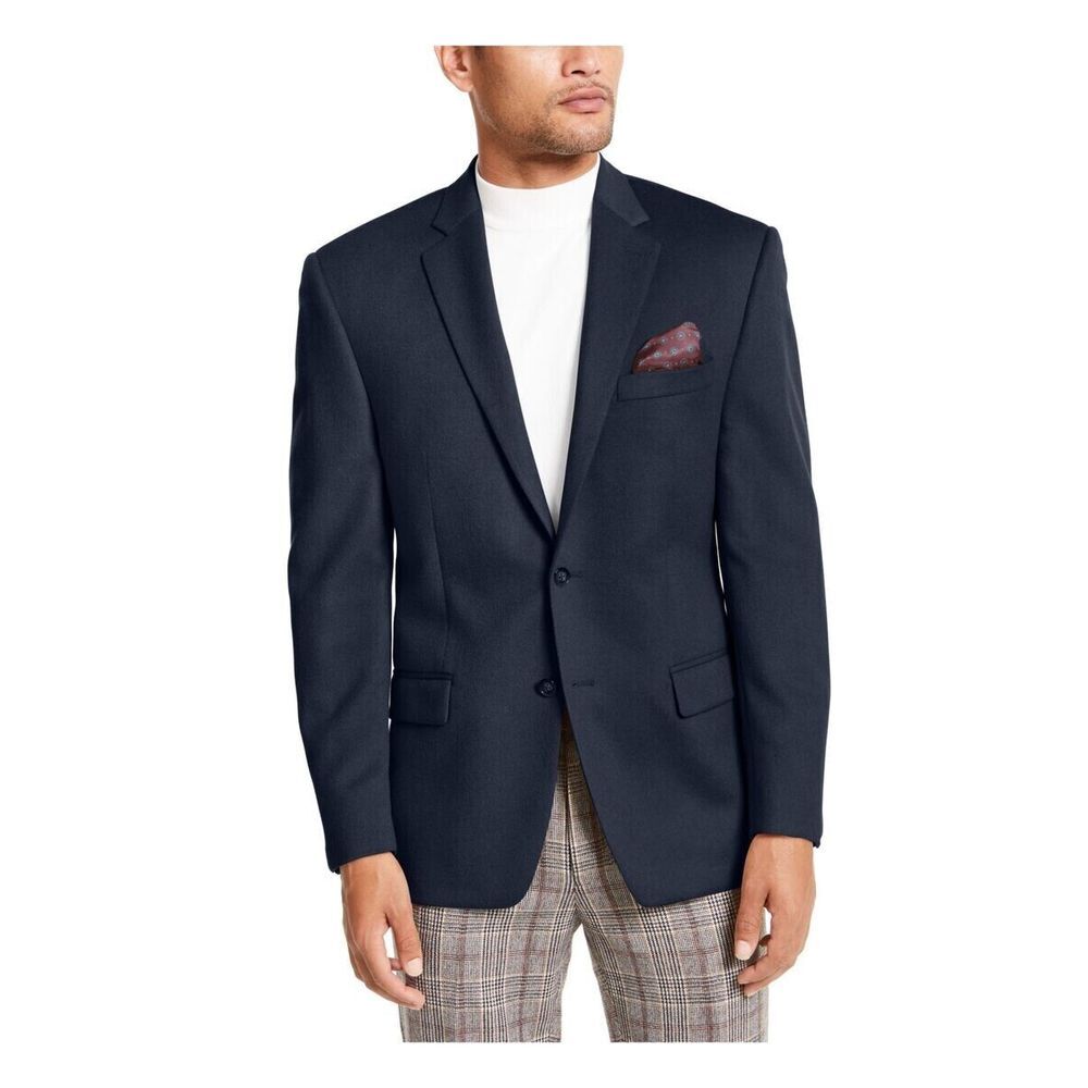 Ralph‎ Lauren Blazer Mens Size 44T Navy Blue 100% Wool Laine Sport Coat Jacket